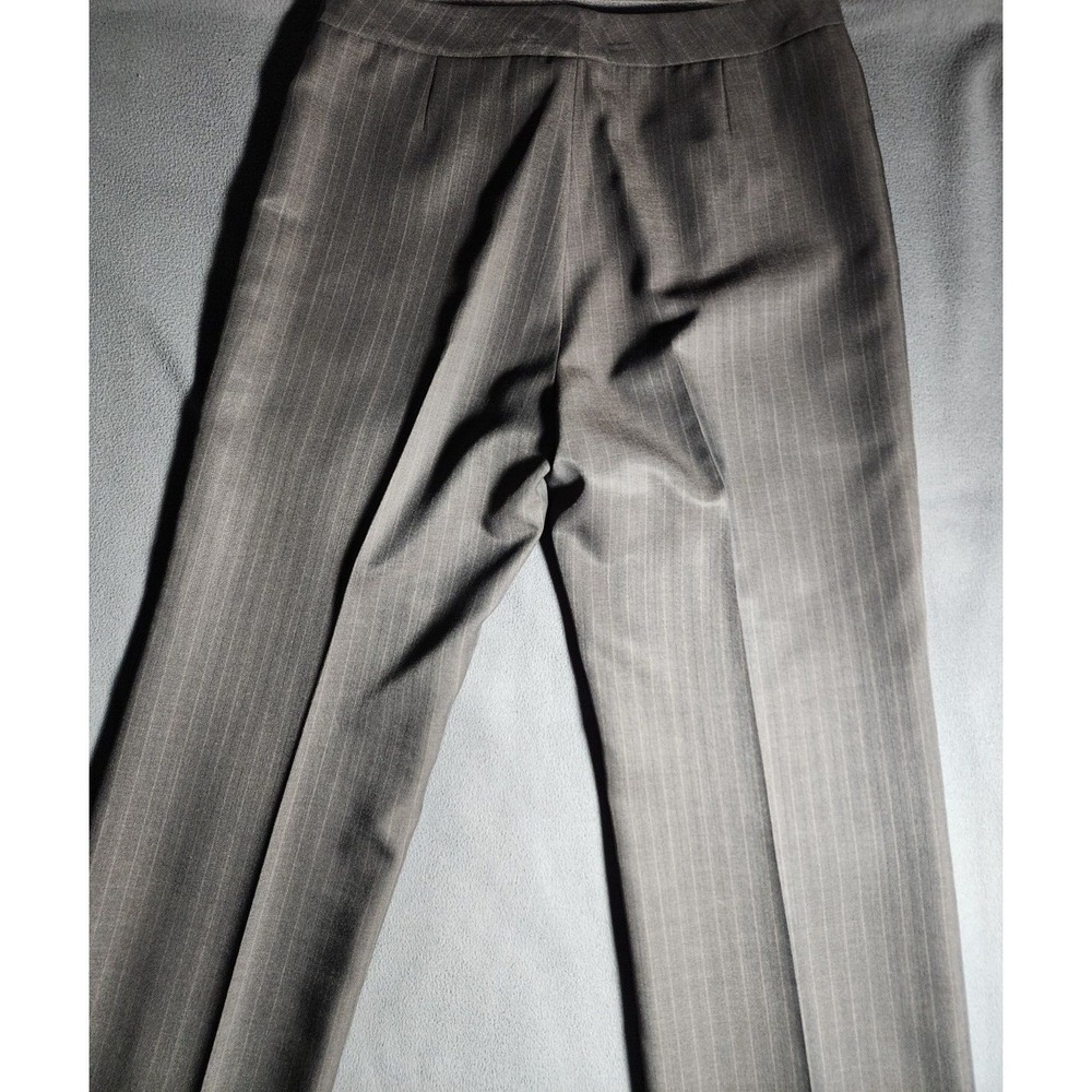 Kasper Pants Womens Size 10 Brown Striped Chino Casual Ankle Buttons Zip - Picture 14 of 16